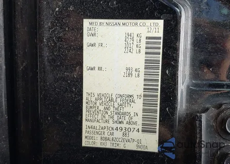 2012 Nissan Altima 2.5 S from USA, damaged, VIN 1N4AL2AP3CN493074